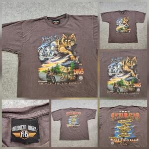 VTG Sturgis Black Hills Rally T Shirt Mens XL Wolf Motorcycle Biker 00s Harley